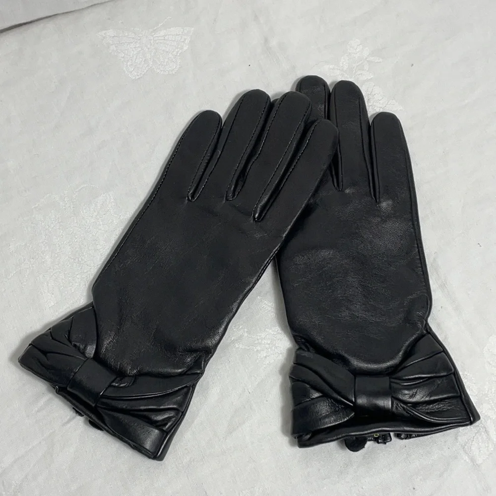 Vntg. Intercontinental Leather Industries Wmns. Black Leather Gloves Sz S